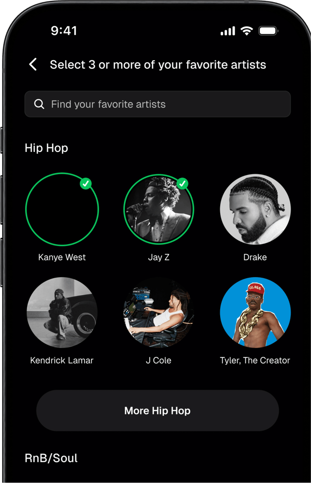 Favorite Artists Screen